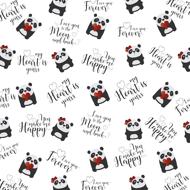 Motif D'ours Panda Saint Valentin