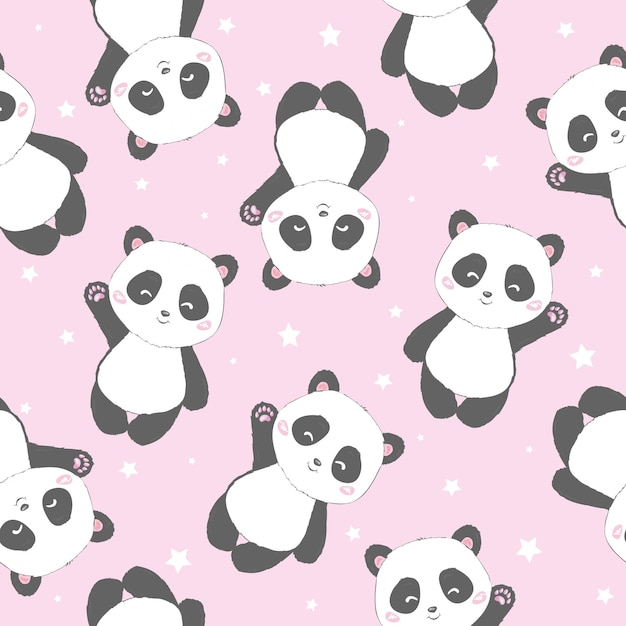 Vecteur motif de panda de dessin animé mignon sans soudure