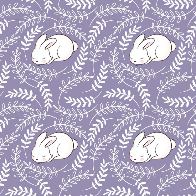 Vecteur motif de pâques sans couture avec motifs floraux et mignon babybunny fond de pâques printemps vintage