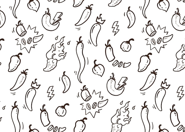 Motif De Piment épicé Doodle