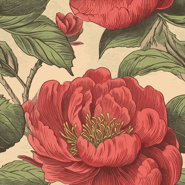 Un motif de pivoine coloré sans couture