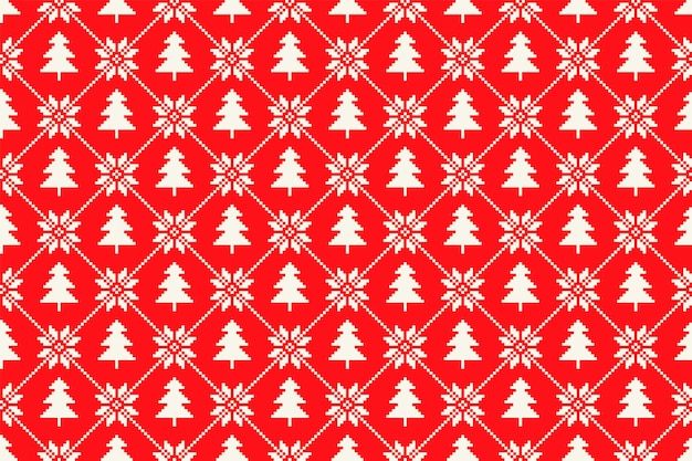 Motif De Pixels De Vacances D'hiver Avec Ornement D'arbres De Noël