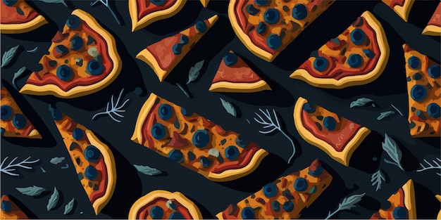 Motif De Pizza Sans Couture Zesty Zest Dans Un Design Vectoriel Coloré