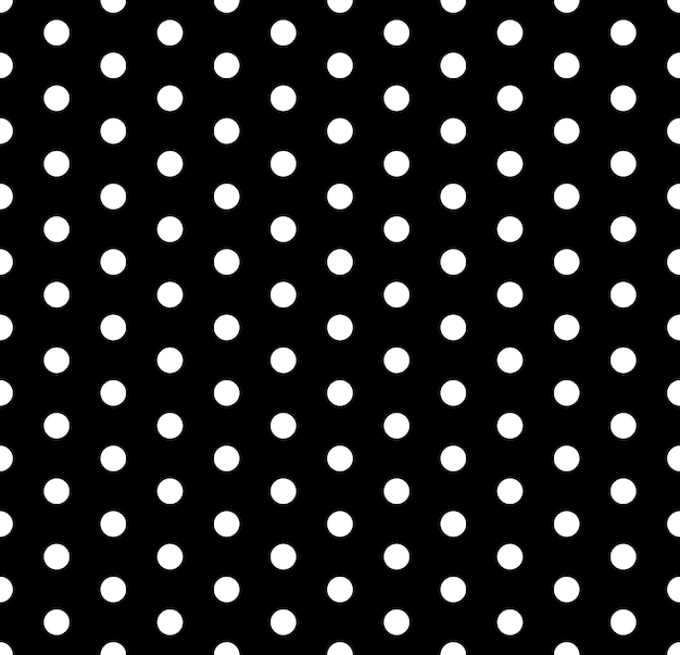 Vecteur motif à pois blancs sans couture sur fond noir tissu à pois vecteur rétro