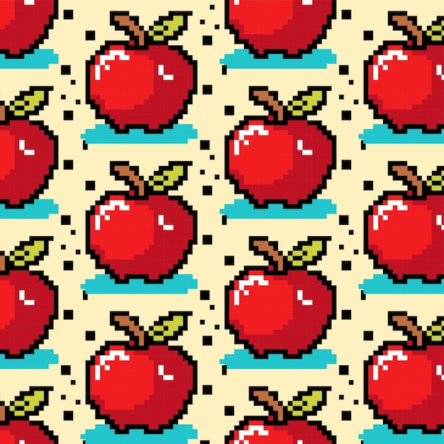 Motif Pomme Et Poire Avec Un Style Pixel Parfait Pour La Conception De Tissu