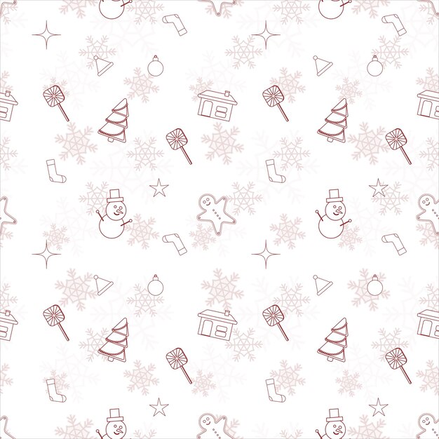 Motif de répétition de Noël créé avec des formes de contour d'objet de Noël