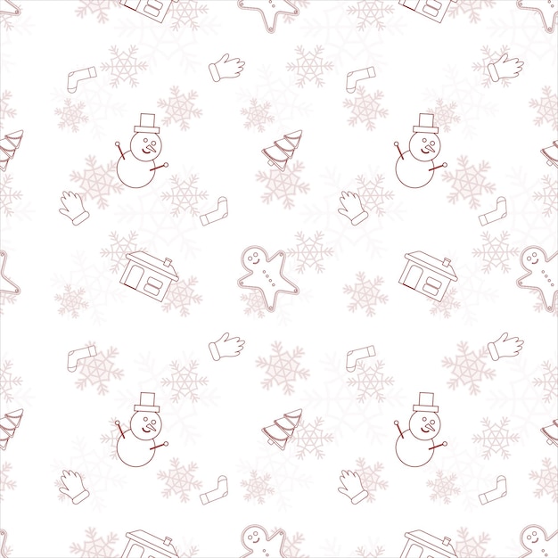 Motif de répétition de Noël créé avec des formes de contour d'objet de Noël