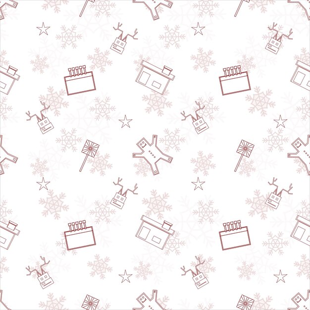 Motif de répétition de Noël créé avec des formes de contour d'objet de Noël