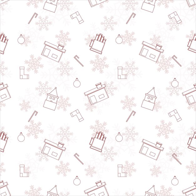 Motif de répétition de Noël créé avec des formes de contour d'objet de Noël