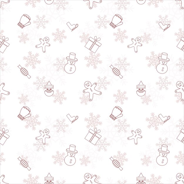 Motif de répétition de Noël créé avec des formes de contour d'objet de Noël