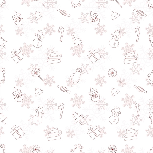 Motif de répétition de Noël créé avec des formes de contour d'objet de Noël