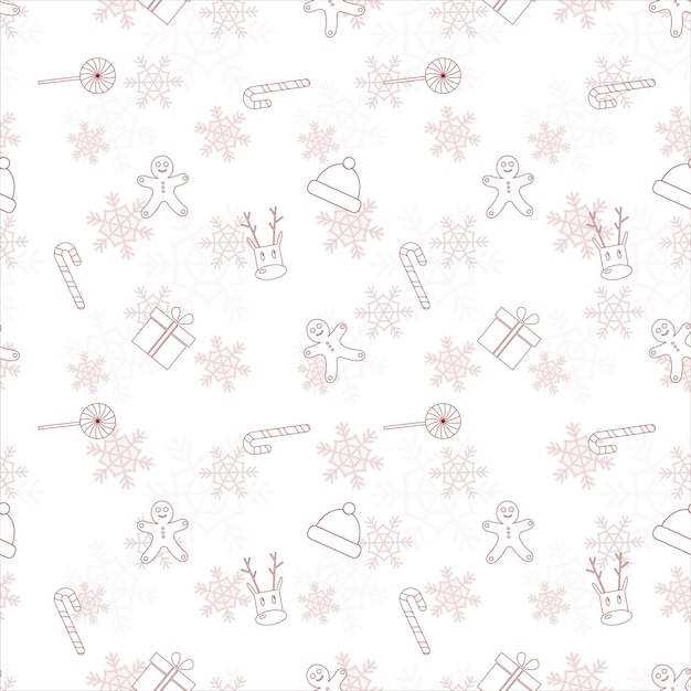 Motif de répétition de Noël créé avec des formes de contour d'objet de Noël