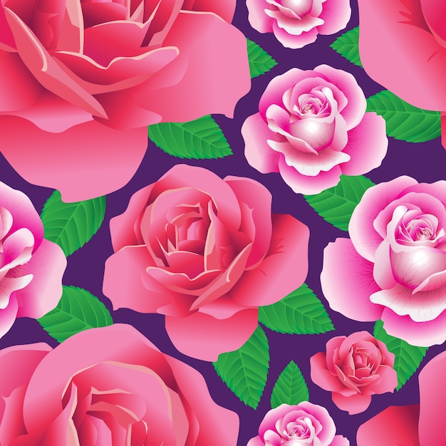 Motif de roses sans couture sur violet