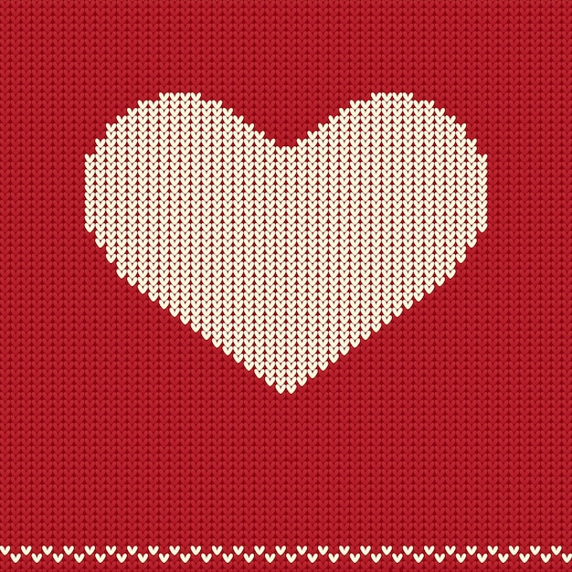 Motif Rouge Tricoté Avec Coeur. Pull De Vacances