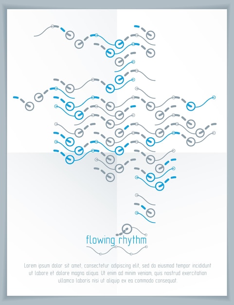 Motif rythmique abstrait de lignes ondulées à utiliser dans la conception graphique et Web. Modèle de flyer de technologie vectorielle.