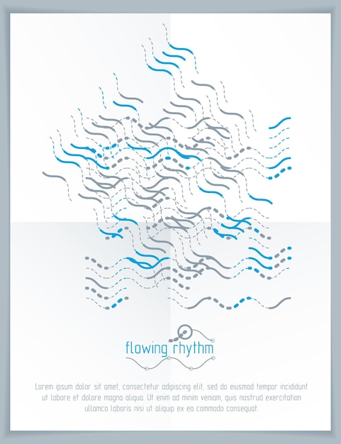 Motif rythmique abstrait de lignes ondulées à utiliser dans la conception graphique et Web. Modèle de flyer de technologie vectorielle.