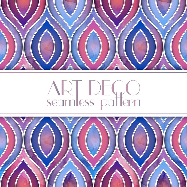 Vecteur motif sans couture avec de l&#39;aquarelle en style art déco