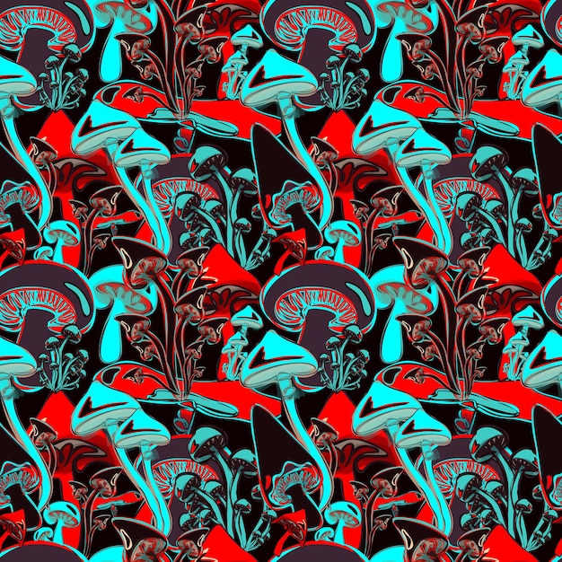 Motif sans couture d'automne avec des champignons colorés Conception vectorielle botanique