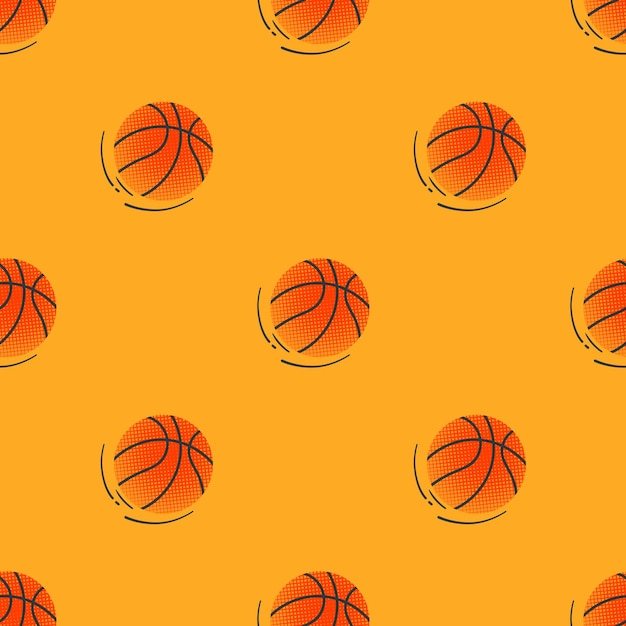 Vecteur motif sans couture de basket-ball avec des balles à texture orange illustration moderne pour les banderoles de flyers