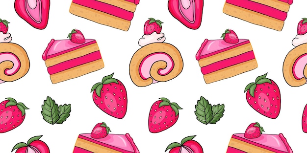 Motif sans couture avec des bonbons à la fraise