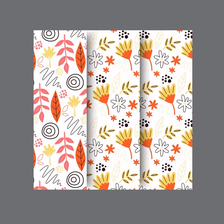 Vecteur motif sans couture botanique et abstrait avec des fleurs et des feuilles exotiques dessinées à la main sur le fond col