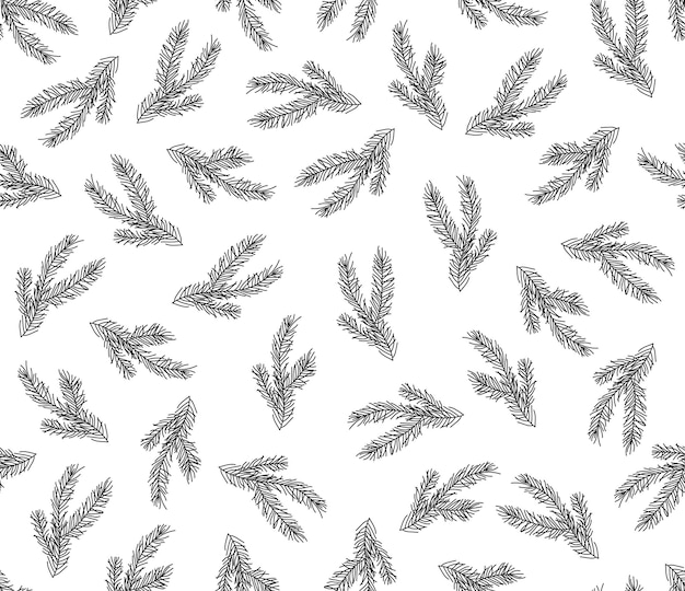 Motif Sans Couture Avec Des Branches De Sapin Dans Le Style Doodle Illustration Vectorielle