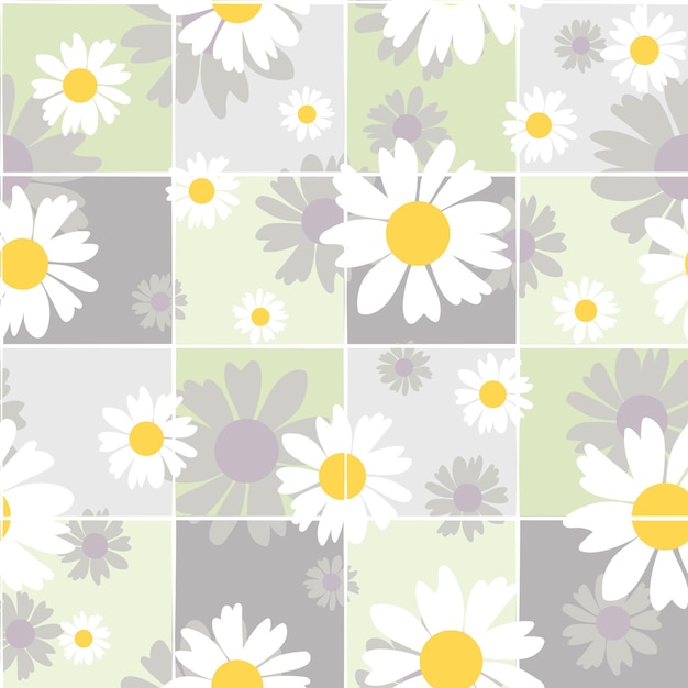 Vecteur motif sans couture de camomille florale impression botanique illustration vectorielle avec des fleurs de camomile blanches