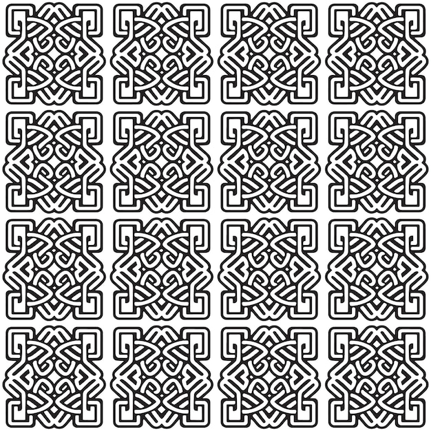 Motif Sans Couture Celtique Papier Peint Géométrique Vintage Abstrait Illustration Vectorielle En Noir Et Blanc