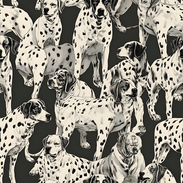 Vecteur motif sans couture avec des chiens dalmatiens illustration vectorielle