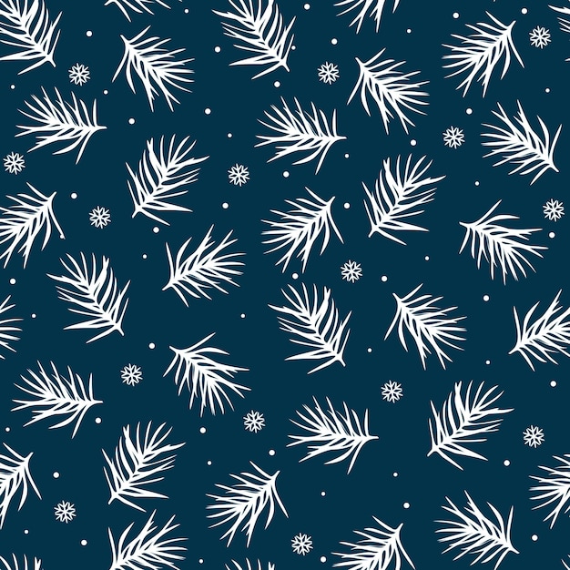 Motif sans couture avec cône de pin et flocons de neige sur fond bleu. Motif pour papier d'emballage de cadeau, textile