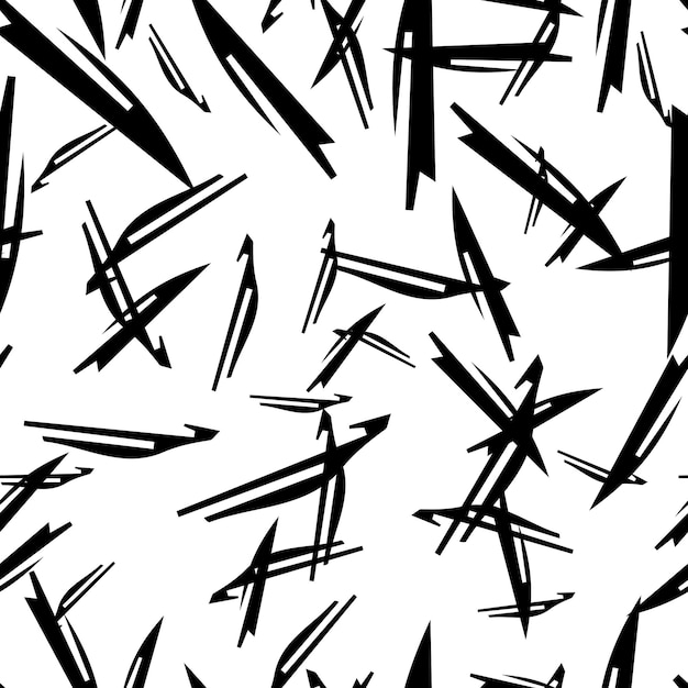 Motif sans couture avec des coups de pinceau noirs dans des formes abstraites sur fond blanc Illustration vectorielle