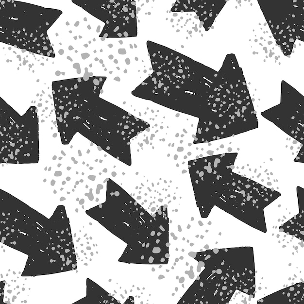 Motif sans couture à l'encre noire créative dessinée à la main sur fond blanc
