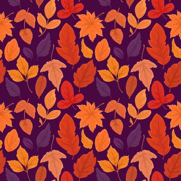 Motif Sans Couture Avec Des Feuilles D'automne Motif Vectoriel En Style Plat