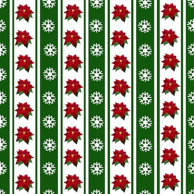 Vecteur motif sans couture de fleur de noël et de flocon de neige