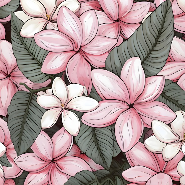 Motif Sans Couture Avec Des Fleurs De Frangipani Roses Illustration Vectorielle