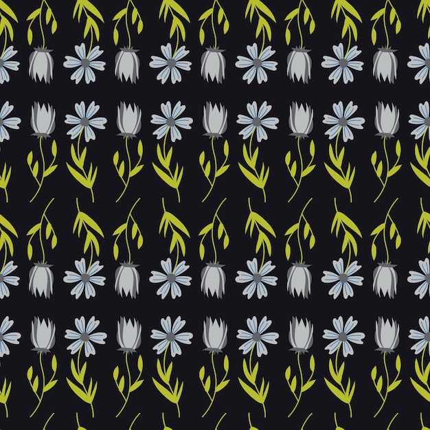 Vecteur motif sans couture de fleurs imprimé botanique pour tissu textile ou papier peint fond floral sombre