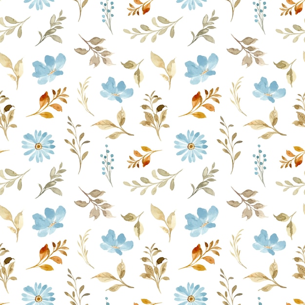 Vecteur motif sans couture floral bleu à l'aquarelle