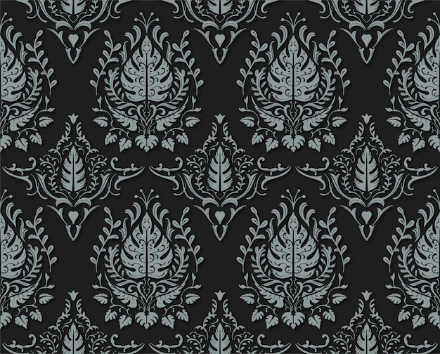 Motif sans couture floral décoratif noir mat