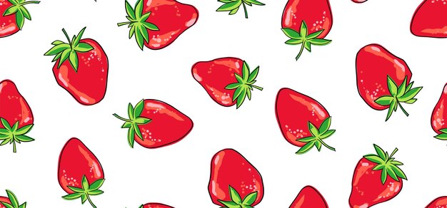 Vecteur motif sans couture avec des fraises sur une illustration vectorielle de fond blanc
