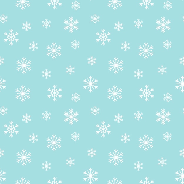 Motif sans couture d'hiver avec des flocons de neige blancs sur fond bleu Illustration saisonnière vectorielle