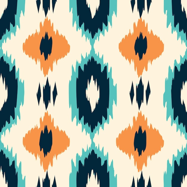 Motif sans couture Ikat avec des couleurs bleues et oranges Illustration vectorielle