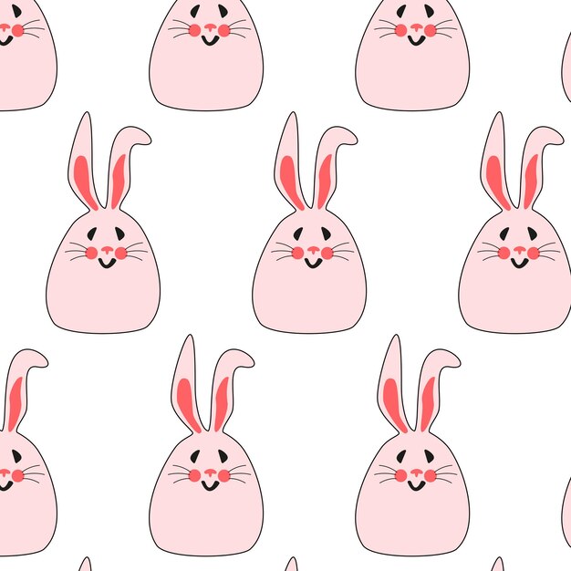 Vecteur motif sans couture avec des lapins roses lapins de pâques minimalistes pour l'impression sur les produits pour enfants