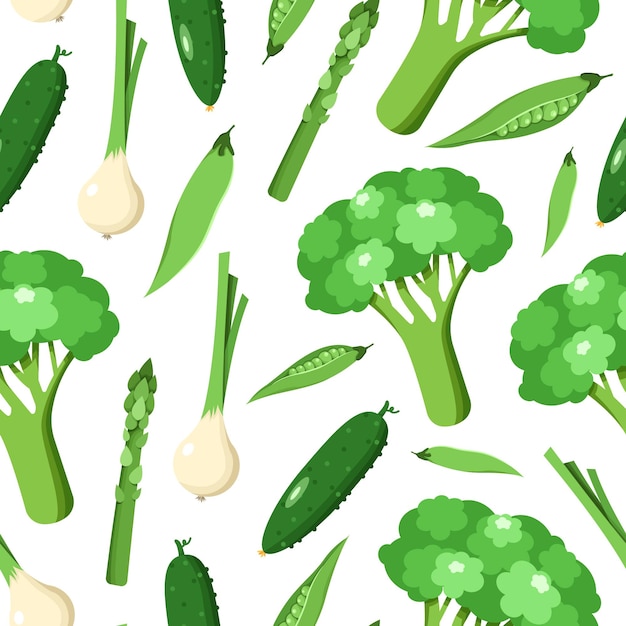 Vecteur motif sans couture avec des légumes verts