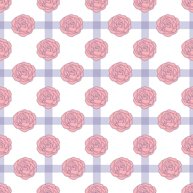 Motif Sans Couture Avec Des Lignes De Roses Sur Le Fond De La Texture Du Tissu