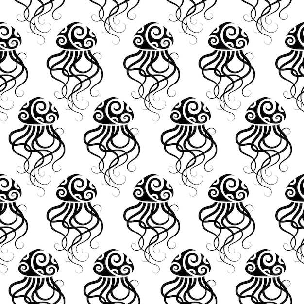 Motif Sans Couture Avec Méduse Vector De Style Maori