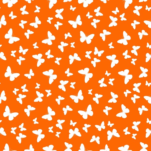 Motif Sans Couture Orange Avec Papillon Blanc