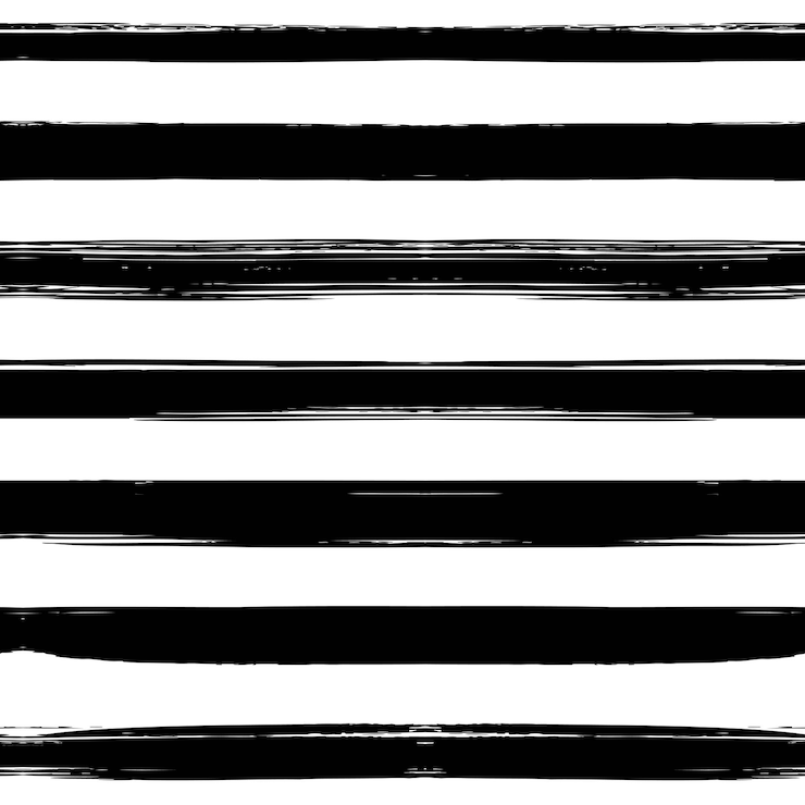 Vecteur motif sans couture à partir de longs coups de pinceau abstraits horizontaux noirs sur un fond blanc