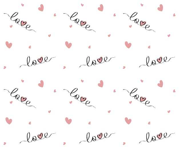 Vecteur motif sans couture avec un petit cœur et des lettres d'amour isolées sur un fond transparent vector