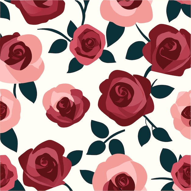 Vecteur motif sans couture avec des roses sur un fond rose clair design plat