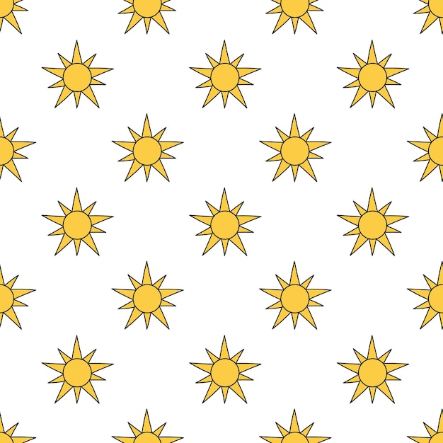 Motif sans couture avec des soleils jaunes Arrière-plan simple ensoleillé Illustration plane vectorielle